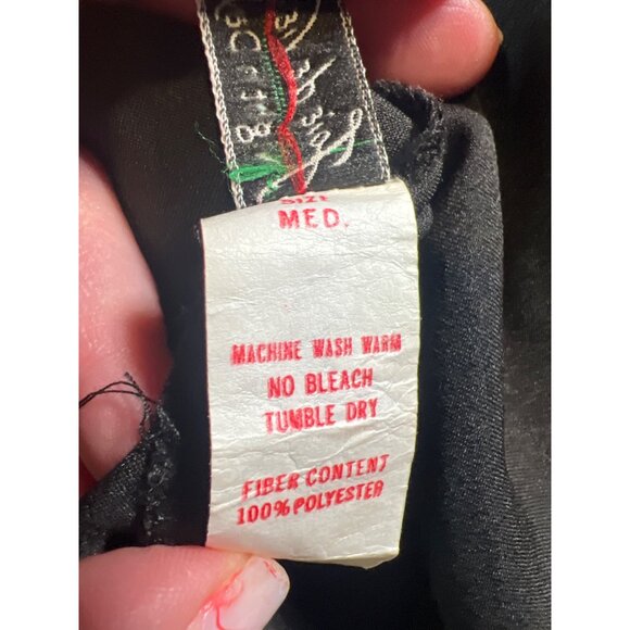 90's Vintage José De Vie Black Satin & Lace Nightgown Medium - Picture 3 of 8